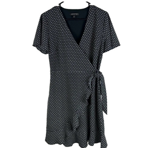 Banana Republic women’s Sz 4 Black & White Midi wrap ruffe Dress office work